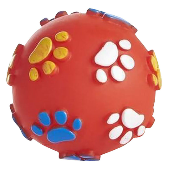 Sharples Squeaky Dog Toy Paw Ball (7.6cm) (Red) - Red