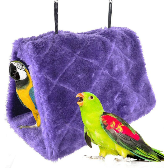 Parrot Bird Nest Animal Nest Winter Warm Hammock Cabin Plush Hanging Hanging Cage for Parrot Parakeet Cockatiel Amazons Cockatoo Canary Cage Toy (L,