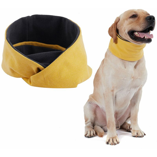 Dog Scarf Reversible Warm Circle Loop Scarf Pet Neck Warmer Gaiter for Winter (Yellow -xl)