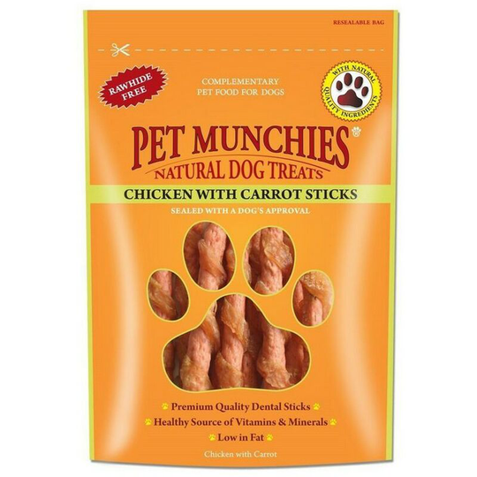 Chicken with Carrot Dog Treat Sticks (80g) (Brown) - Brown - Pet Munchies