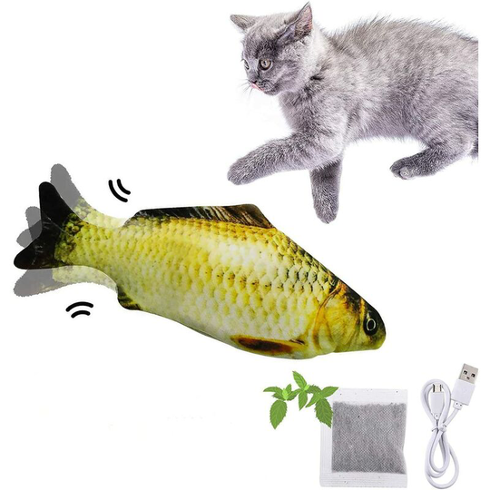 Cat Catnip Toy, Wagging Fish Cat Toy for Indoor Cats, Electric Floppy Kitten Toy for Chew Biting Kicking