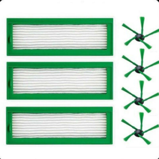 Spare parts for Vorwerk Kobold VR200 VR300 robot vacuum cleaner - 3 allergic HEPA filters and 4 side and thsinde brushes