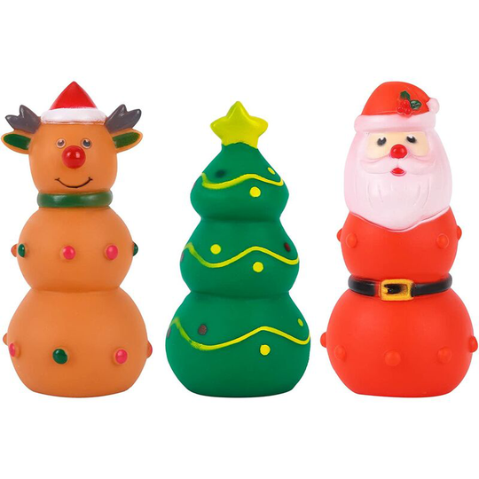 3 Pcs Christmas Dog Toys, Squeaky Christmas Dog Toys, Interactive Pet Toys, Latex Chew Toys for Small Medium Dogs