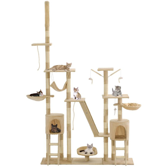 Hommoo Cat Tree with Sisal Scratching Posts 230-250 cm Beige VD07175