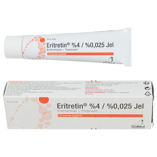 Eritretin Jel Acne Pimples | Tretinoin 0.25% Vitamin A | Ertromisn 4%