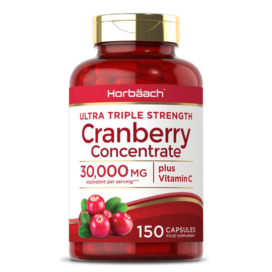Triple Strength Cranberry 30,000mg + Vitamin C | 150 Capsules | Non-GMO, Gluten Free | by Horbaach