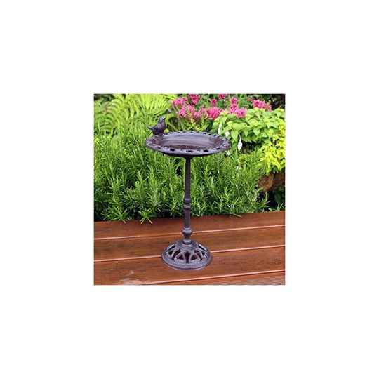 Natures Market BFCAST1 Traditional Decorative Cast Iron Freestanding Garden Wild Bird Water Bath Bowl