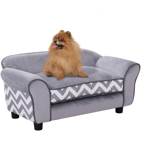 Dog Sofa Cat Couch Bed for xs Dogs w/ Removable Sponge Cushion - Grey - Grey - Pawhut