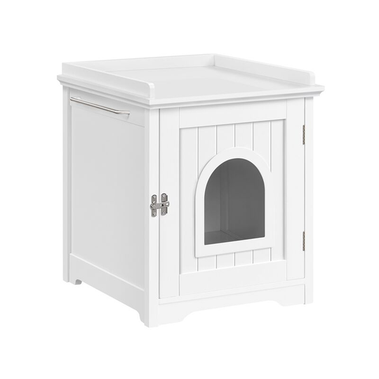 Indoor Cat Litter Box Furniture Enclosure,48x53x57.5cm,White - white - Yaheetech