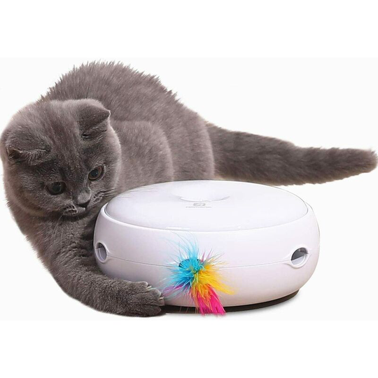Litzee - Interactive Cat Toy with Electronic Rotating Feather Automatic Cat Hunting Toy Three Random Speed ??Modes to Stimulate Cat Feeling (Includes