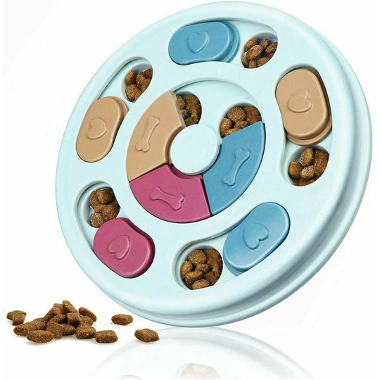 Educational Dog Toys Interactive Therapy Device Slow Dog Feeder Dog IQ Enhancement Dog Training Game (Blue)