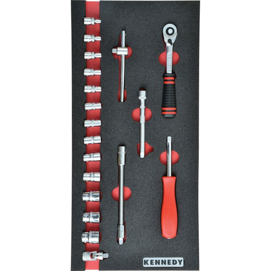 19 Piece Side Drive Ken-Grip 1/4' Square Drive Metric Socket Set in - Kennedy-pro