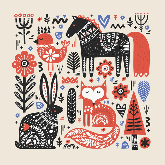 Minimal Elegant Seamless Vector Pattern With One Line Drawn Faces