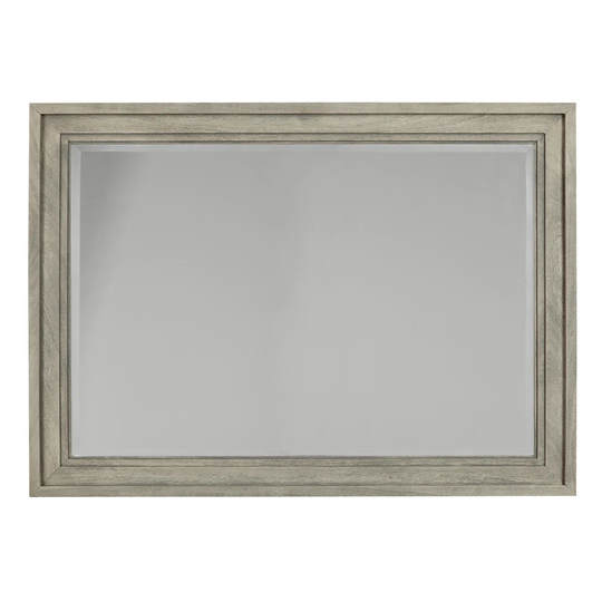 Maano Park Solid Wood Framed Wall Mounted Accent Mirror in Grey