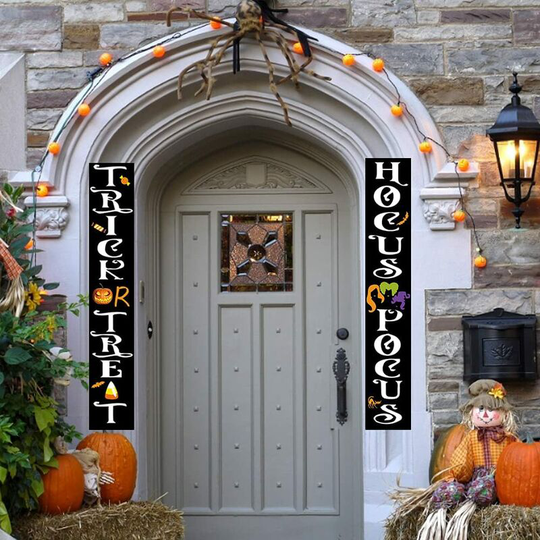 Halloween Hanging Flags Halloween Porch Banner Trick Or Treat Front Door Banners Pocus Hocus Pocus Halloween Decorations 1set
