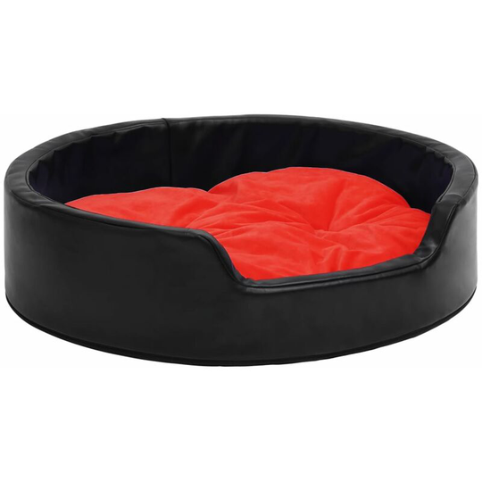 Dog Bed Black and Red 90x79x20 cm Plush and Faux Leather Vidaxl Black