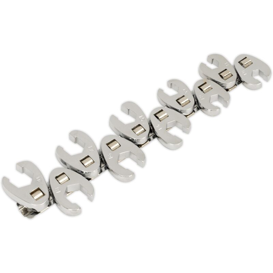 S0845 Crow's Foot Wrench Set 10pc Flare Nut 3/8'Sq Drive Metric - Sealey