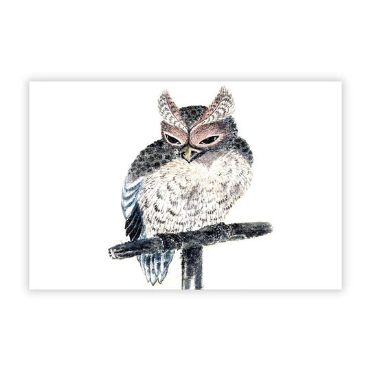 'Perched Owl' by Katsushika Hokusai - Unframed Painting Print on Paper