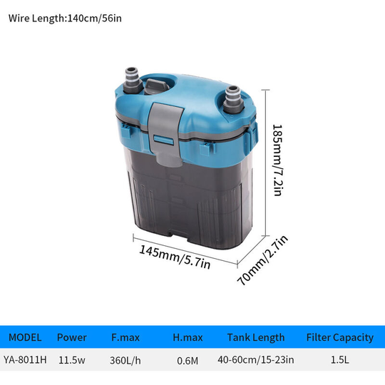 Benobby Kids - Aquarium Filter, Aquarium Waterfall Filter for Fish Tank, 11.5W(360L/H) Aquarium External Filter, Fish Tank Filter, Filter