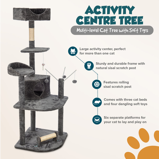 Cat Tree Activity Centre Multilevel Scratching Post Kitten Climbing Tower Large