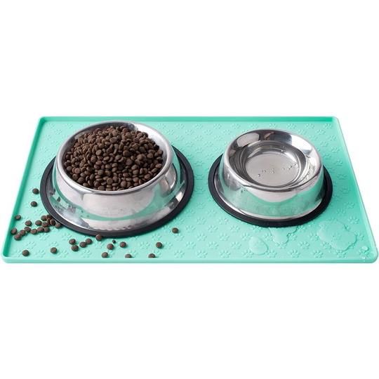 Soekavia - Cat & Dog Feeding Mat, Sillicone Waterproof Pet Bowl Placement Tray dish wash safe to Stop Food Spills and Water Messes Out to Floor (m: