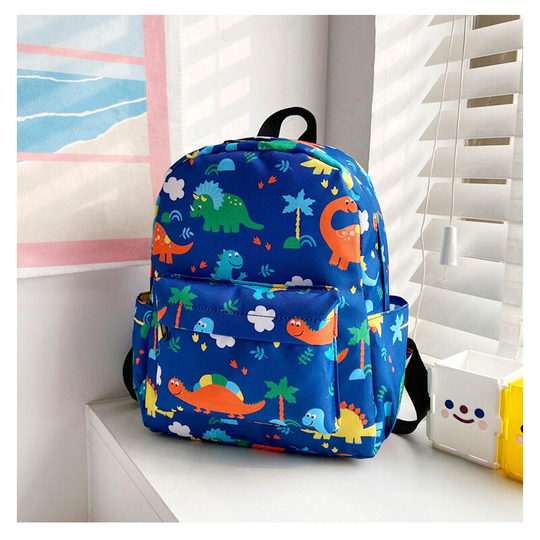 Children's Backpack Baby Child Dinosaur Schoolbag Kindergarten Canvas Backpack Toddler Boy Girl Backpack Cartoon Coin Purse (Light Blue)