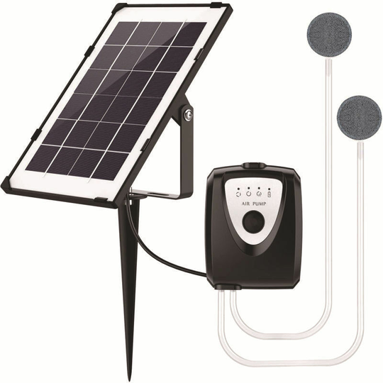 Solar Air Pump Kit, Solar Panels, Air Pump, Air Hose and Garden Fish Pond Aeration Stone