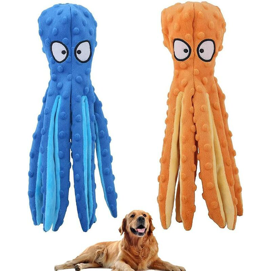 Dog Plush Toys Octopus , No Stuffing Dog Squeaky Toys Octopus Dog Chew Toy Funny Interactive Toys