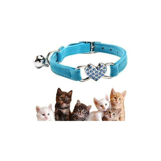 Lovely Kitten Collar, Cat Collar with Bell and Elastic Strap-Blue