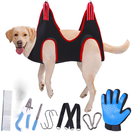 Perle Rare - 10 in 1 Grooming Hammock Claw Scissors Kit for Dogs Cats Small Dogs Pet Supplies Set with Nail Clipper/Toenail Clipper Nail File and