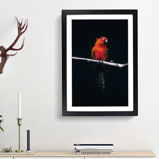 Perched Parrot in Abstract - Picture Frame Graphic Art Print