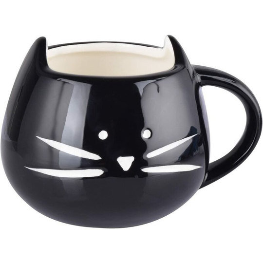 Cute Kitten Ceramic Mug Couple Cup Porcelain Mug for Coffee/Tea/Espresso/Milk/Water (Black)