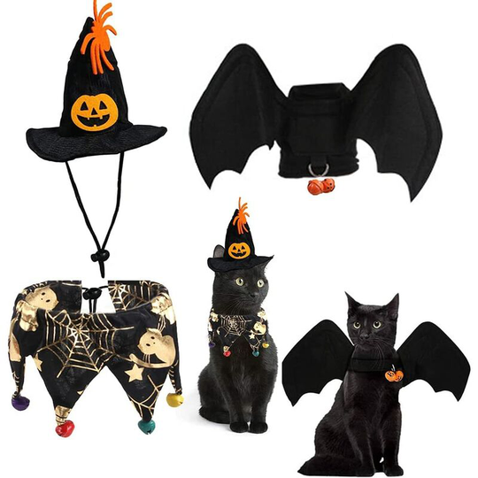 Pet Halloween Costume Dog Costume Cat Clothes Pet Bat Set Pet Bat Wings Pet Bat Wings With 2 Pumpkin Bells For Cosplay