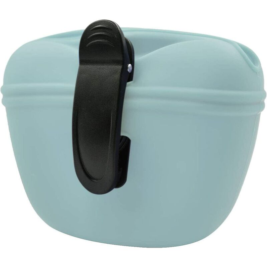 Umi Silicone Dog Treat Bag with Clip - Portable Dog Food Container for Training - Magnetic Closure - Green Duck Egg