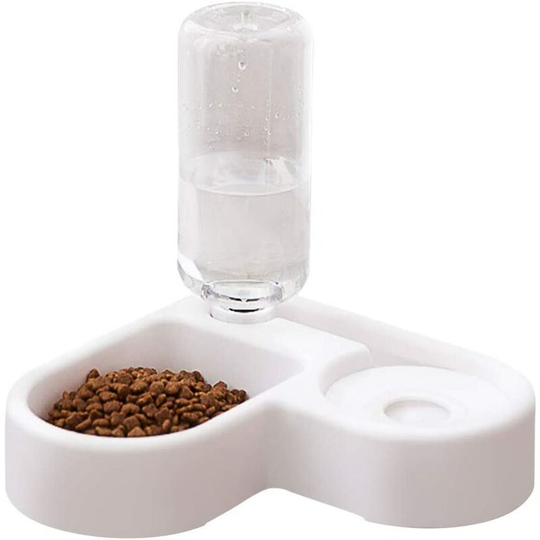 Modou - in 1 Anti-Overflow Water Feeder, Automatic Pet Fountain Drinker and Feeder Dispenser for Cat/Dog Dry Food, Pet Bowl, Pet Bowl(White)