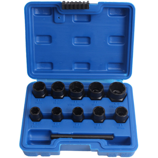 Superseller - 11Pcs Nut Bolt Extractor Socket Set Damaged Rusted Bolt Removal Tools