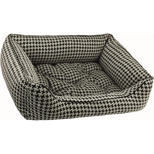 Houndstooth Bolster Cushion in White/Black