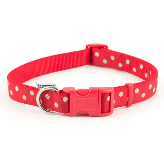 Vintage Polka Dot Collar (45 -70cm) (Red/White) - Red/White - Ancol