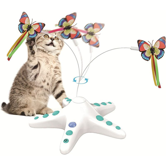 Interactive Cat Toy for Indoor Cats, Automatic Electronic Cat Toy, 360 Degree Rotating Butterfly Cat Toy with Sensor Switch, Blue