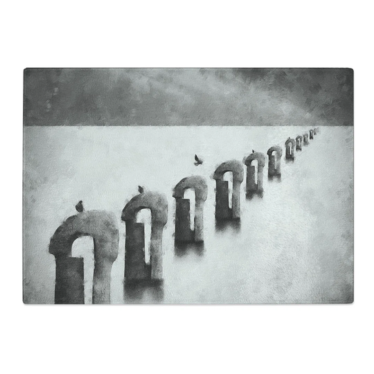Tempered Glass Perched Pigeons Chopping Board