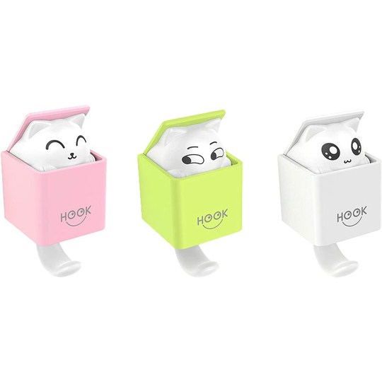 Osqi - Self Adhesive Pet Wall Hooks Creative Cat Wall Hook Cute Cartoon Hooks,Self Adhesive Storage Wall Hooks Key Hook,For