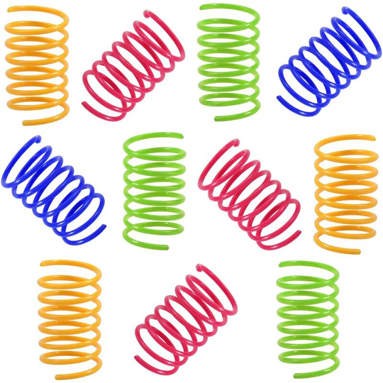 12 Pieces Colorful Spring Cat Toy, Interactive Cat Toys, Durable Interactive Plastic Spiral Springs Toy, Cat Toy Novelty Gift for Kitten Kitty