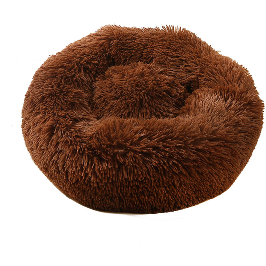Soft Plush Round Pet Bed Cat Soft Bed Cat Bed for Cats Small Dogs,dark brown- diameter 50cm - dark brown- diameter 50cm