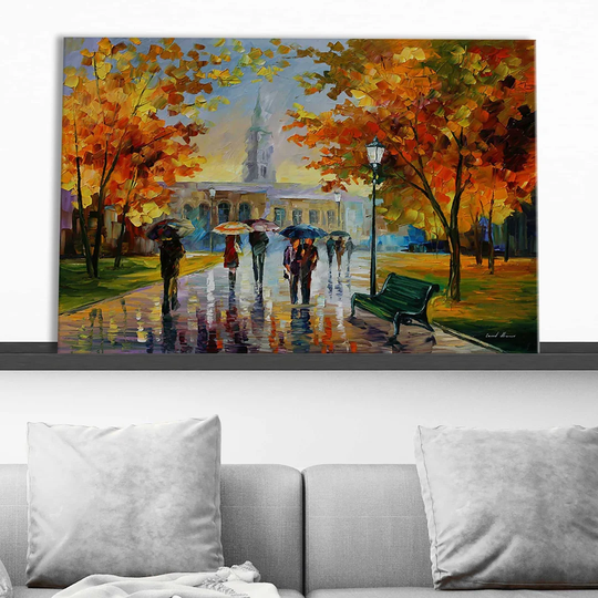Stroll in an October Park by Leonid Afremov - Wrapped Canvas Painting
