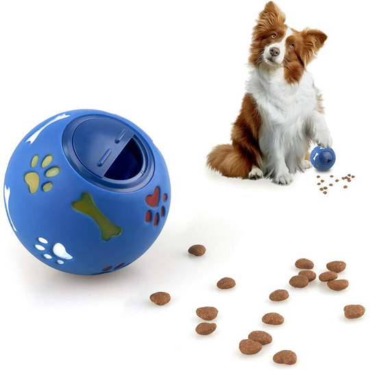 Dog Treat Ball Puppy Toy Puppy Treats Dispenser Interactive Training Toy for Dogs, Cats, Rabbits, Hamsters (Blue)