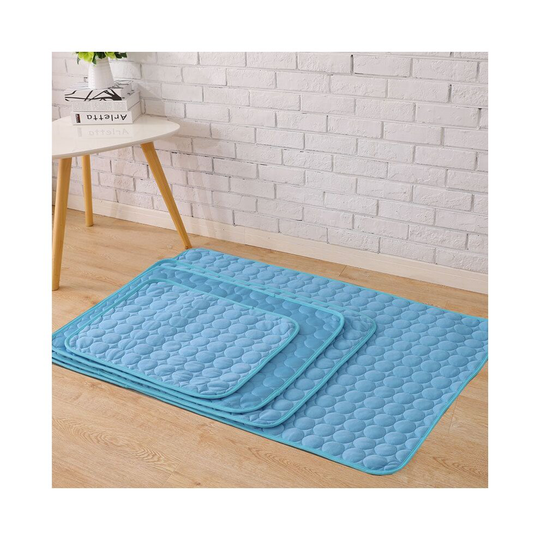 (Blue, L (70 x 55cm)) Cooling Pet Mat