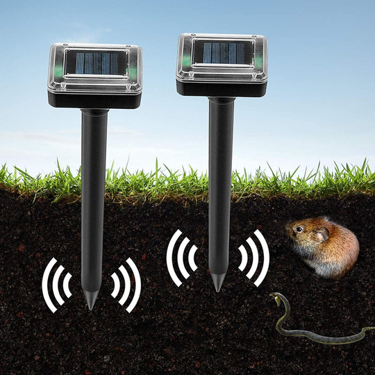 Ultrasonic Solar Led Mole Repeller Set of 2, Solar Mouse Repeller, Anti Mole Repeller Snakes - Lawn, Farm (Green Square Large)