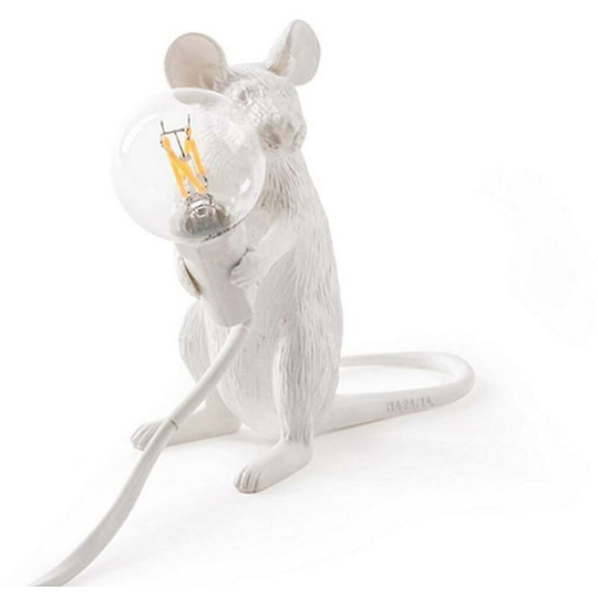Deckon - Creative 3 Styles Resin Mouse Lamp For Bedroom, Study Desk - White Style a