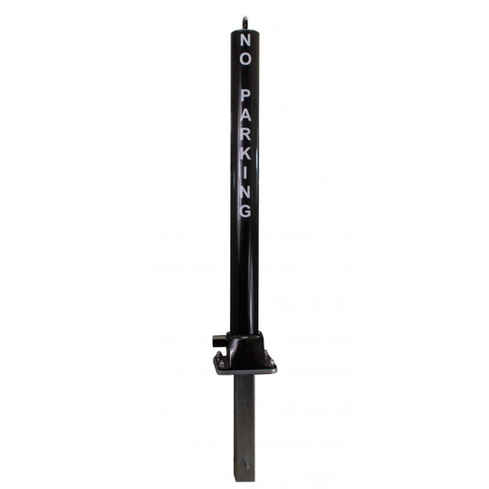 Ultra Secure - Black Fold Down Parking Post with Ground Spigot, No Parking Logo, Integral Lock & Chain Eyelet (001-3722 k/d, 001-3712 k/a) - Keyed