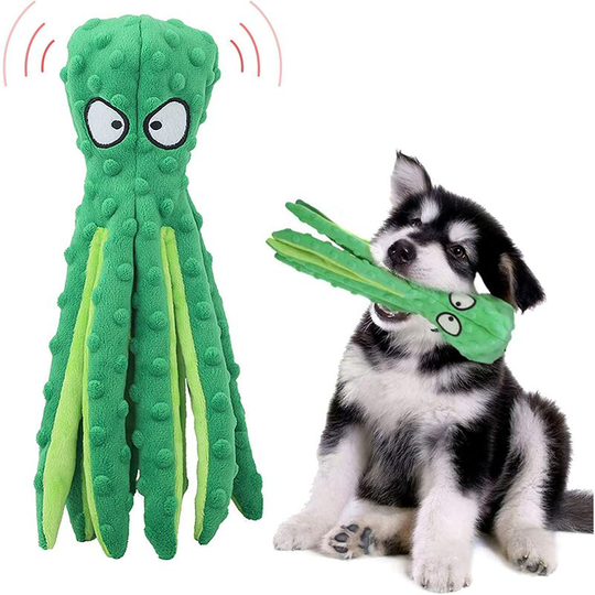 Dog Toys, Non-Filler Durable Interactive Chewing Octopus Plush Toy Suitable for Small and Medium-Sized Pet Training Toys (Green)